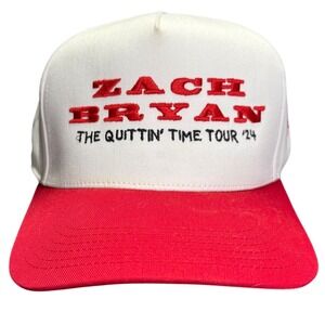 Zach Bryan Hat‎ SnapBack Hat The Quittin Time Tour White Red Merchandise